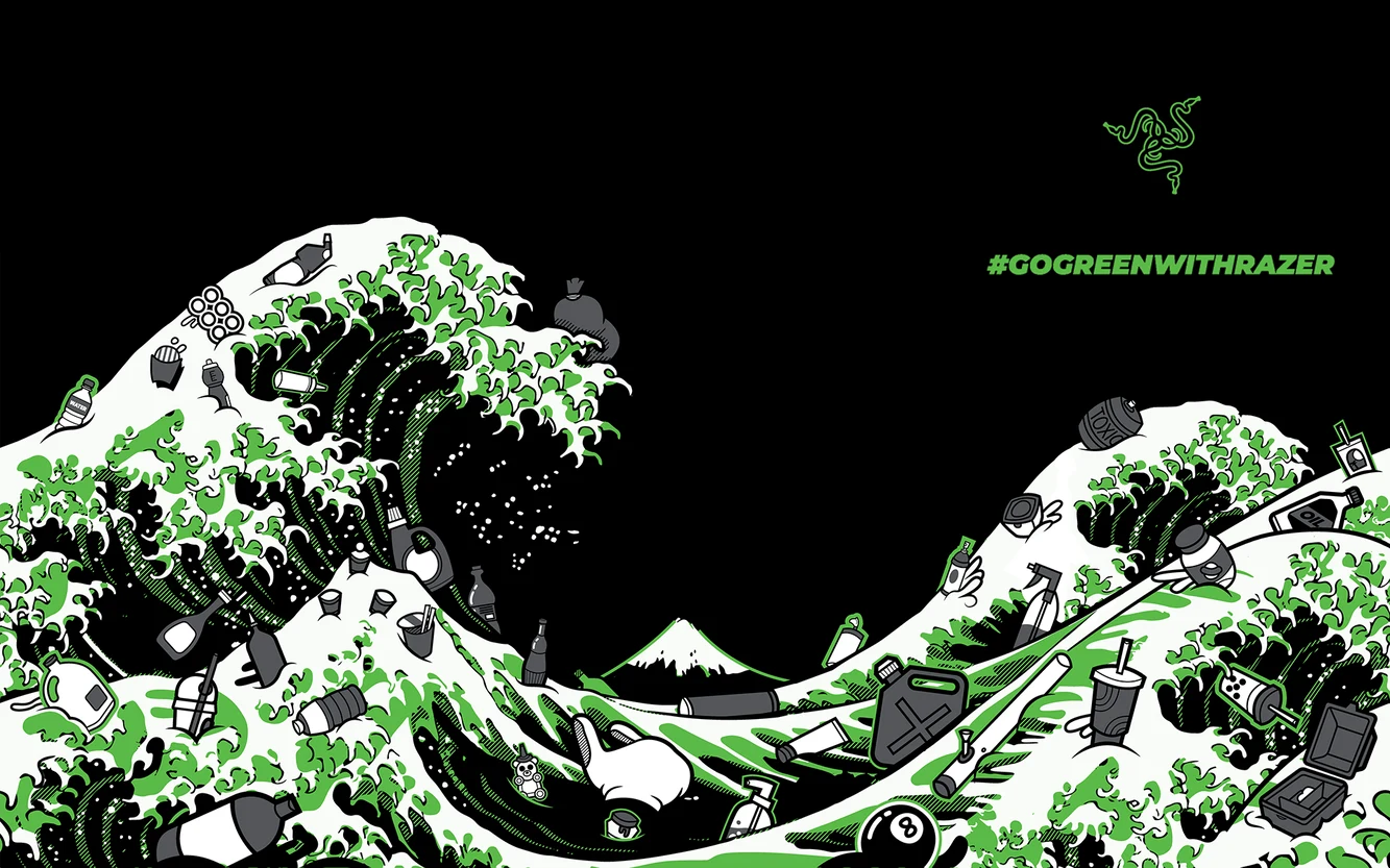 Odzież z linii Kanagawa Wave to druga z proekologicznych inicjatyw Razera pod niedawno ogłoszonym hasłem #GoGreenWithRazer. Stanowi ona kontynuację niezwykle udanego i ciągle trwającego programu ochrony prowadzonego przez maskotkę Razera Sneki Snek. Pierwotny cel programu, jakim było uratowanie 100 000 drzew, został już przekroczony. Obecnie inicjatywa stawia sobie za zadanie uchronienie 1 000 000 drzew. Poprzez te oraz inne przyszłe inicjatywy i akcje Razer chce zaangażować i pobudzić do działania społeczność graczy w celu ochrony środowiska i zagwarantowania, że świat pozostanie areną, na której wszyscy będziemy mogli nadal grać.