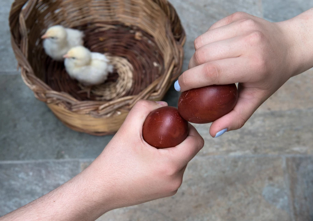 "Tsougrisma", czyli uderzanie jajkiem w jajko, to jeden z popularnych zwyczajów wielkanocnych w Grecji