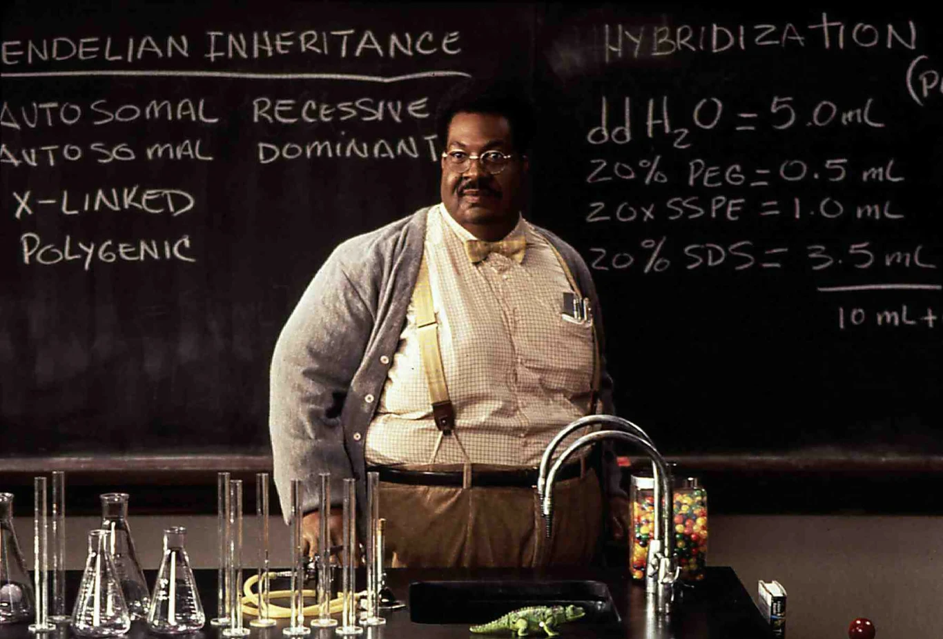 Sherman Klump/Buddy Love (a także Papa/Mama/Babcia/Ernie Klump oraz Lance Perkins)

Oczywiście "Gruby i chudszy" okazał się komercyjnym sukcesem i doczekał się sequela (jeszcze gorszego niż oryginał), ale nie zmienia to faktu, że naszym zdaniem był osobistą porażką Murphy'ego, który z zabawnego i wygadanego komika, zmienił się w posługującego się najmniej wybrednymi, a często prostackimi żartami, kawalarza. W filmie Toma Shadyaca aktor wciela się w Shermana Klumpa, grubego, lecz dobrotliwego i wrażliwego profesora, który odkrywa sposób na modyfikację ludzkiego DNA. Efekt swoich badań wypróbowuje na sobie, co prowadzi do diametralnej zmiany jego wyglądu i osobowości. Jako przystojny, ale wulgarny i prostacki Buddy Love postanawia zdobyć serce wybranki.