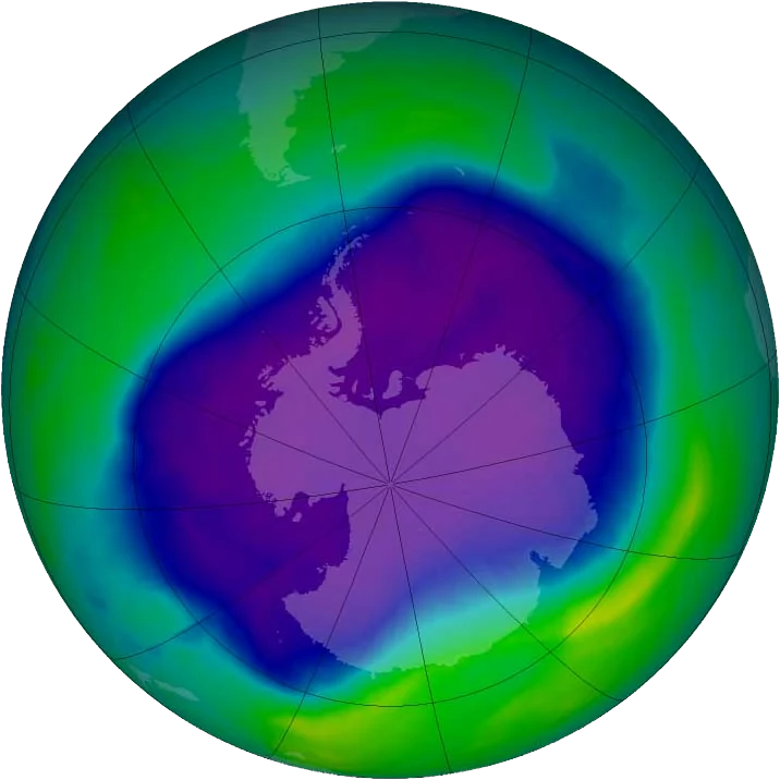 Dziura ozonowa nad Antarktydą. 