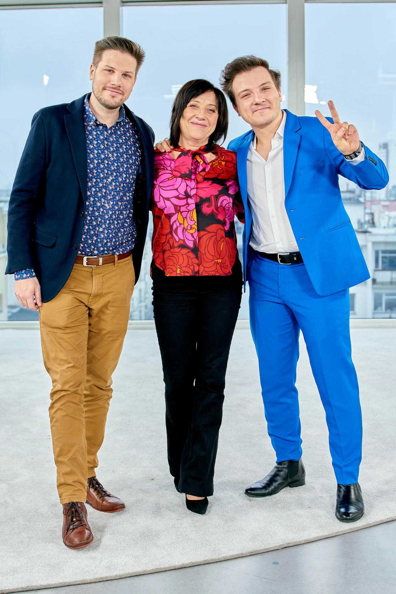 Hanna Śleszyńska z synami: Mikołajem i Kubą