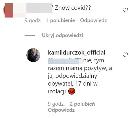 Kamil Durczok na Instagrmie odpowiedział jednej z fanek 