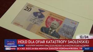 Wzór 20-złotowego banknotu kolekcjonerskiego "Lech Kaczyński. Warto być Polakiem" 