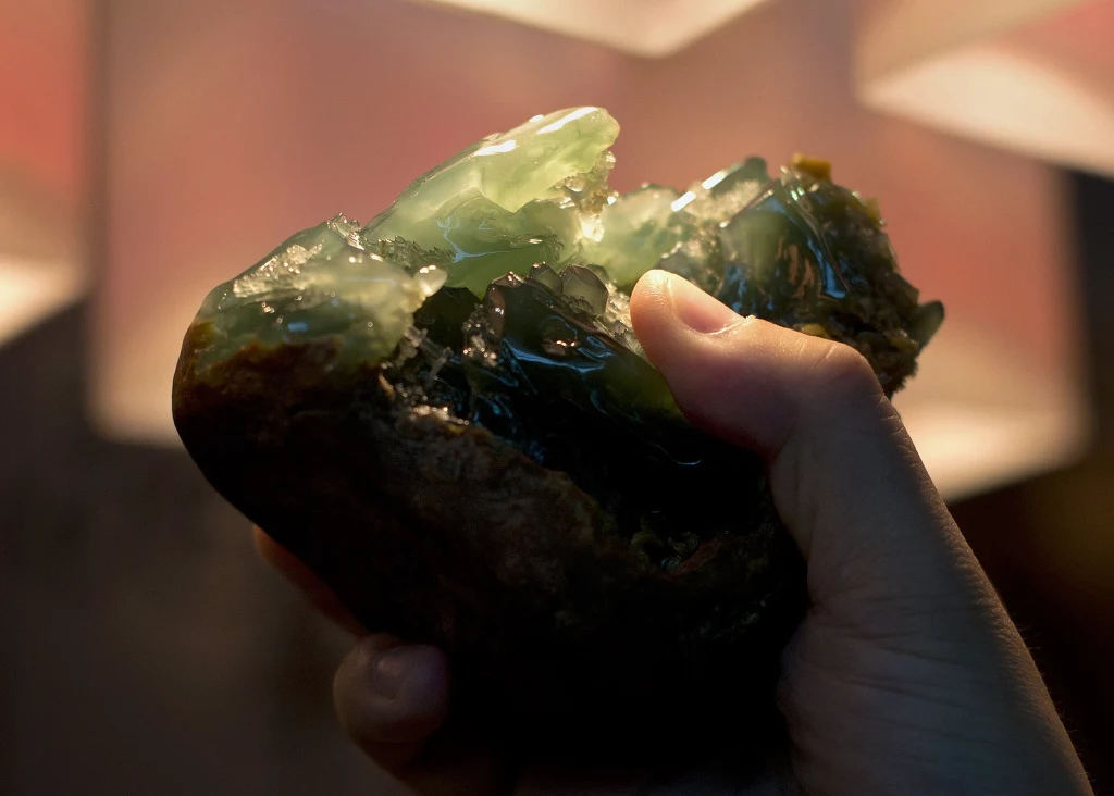 Najdroższy i najbardziej poszukiwany jest jadeit cesarski o głębokim kolorze tzw. butelkowej zieleni Najdroższy i najbardziej poszukiwany jest jadeit cesarski o głębokim kolorze tzw. butelkowej zieleni