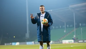 Filip Szymczak z Lecha Poznań po strzeleniu trzech goli dla rezerw z Olimpią Grudziądz