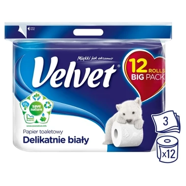Velvet Delikatnie biały Papier toaletowy 12 rolek - 7