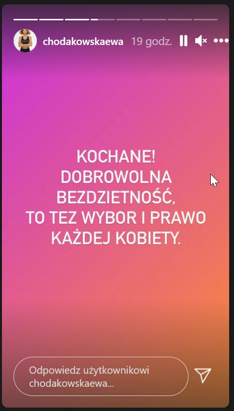 Ewa Chodakowska odpowiada fance na Instastories