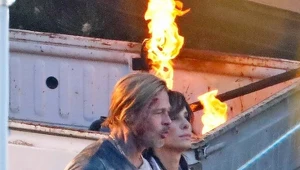 Brad Pitt i Sandra Bullock na planie filmu "Bullet Train"