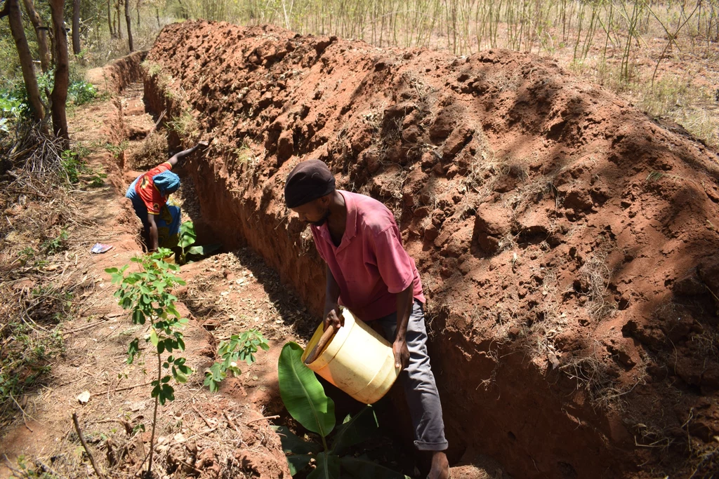 Tarasowanie upraw w hrabstwie Makueni, Kenia. fot. PAH Tarasowanie upraw w hrabstwie Makueni, Kenia. fot. PAH
