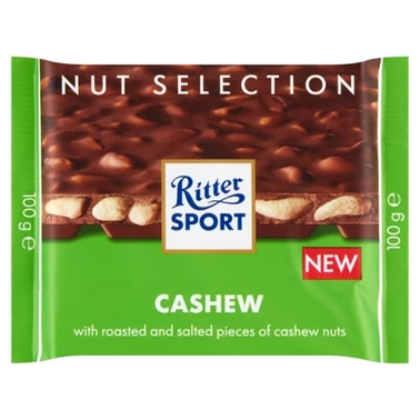 Ritter Sport Czekolada mleczna z prażonymi solonymi kawałkami orzechów nerkowca 100 g - 1