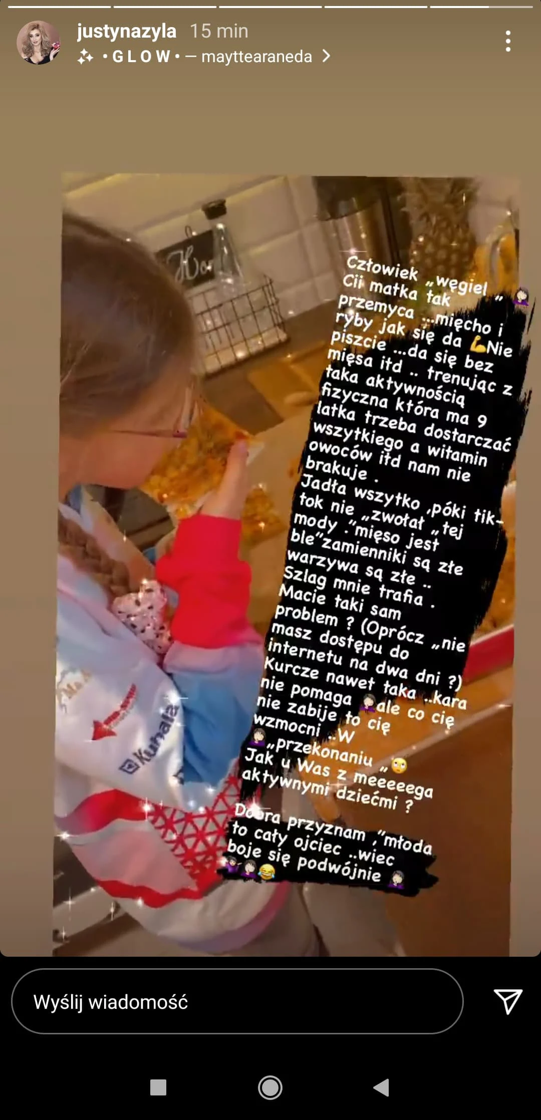 Screen pochodzi z profilu Justyny Żyły na Instagramie - https://www.instagram.com/justynazyla/?hl=pl 