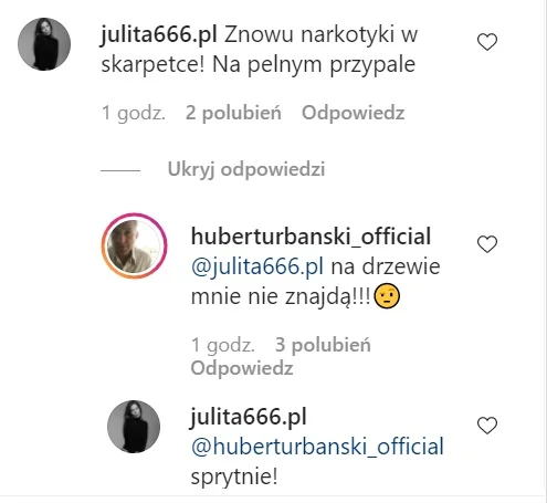 Osobliwa dyskusja Huberta z fanką! /Źródło: instagram.com/huberturbanski_official/