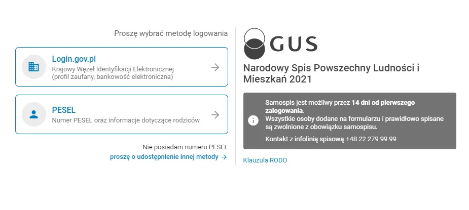 Strona logowania i tworzenia profilu. Fot. Własny zrzut ekranu