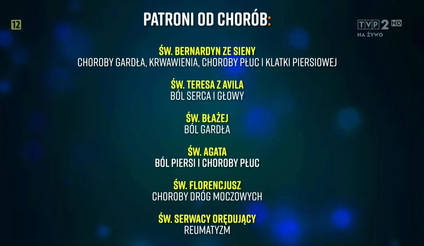 Patroni od chorób w "Pytaniu na śniadanie" Patroni od chorób w "Pytaniu na śniadanie"
