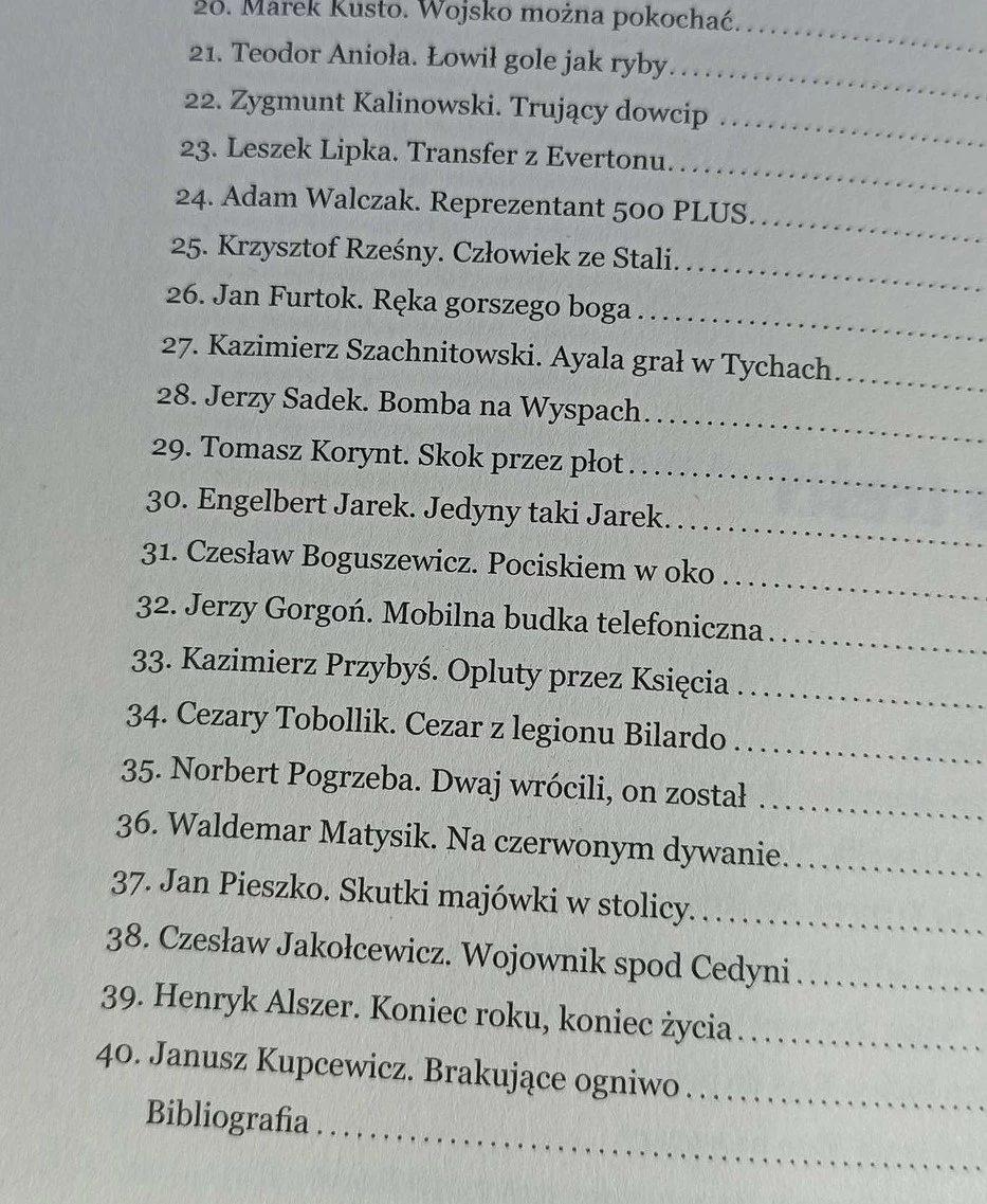 Spis treści książki Antoniego Bugajskiego pt. "Był sobie piłkarz" Spis treści książki Antoniego Bugajskiego pt. "Był sobie piłkarz"