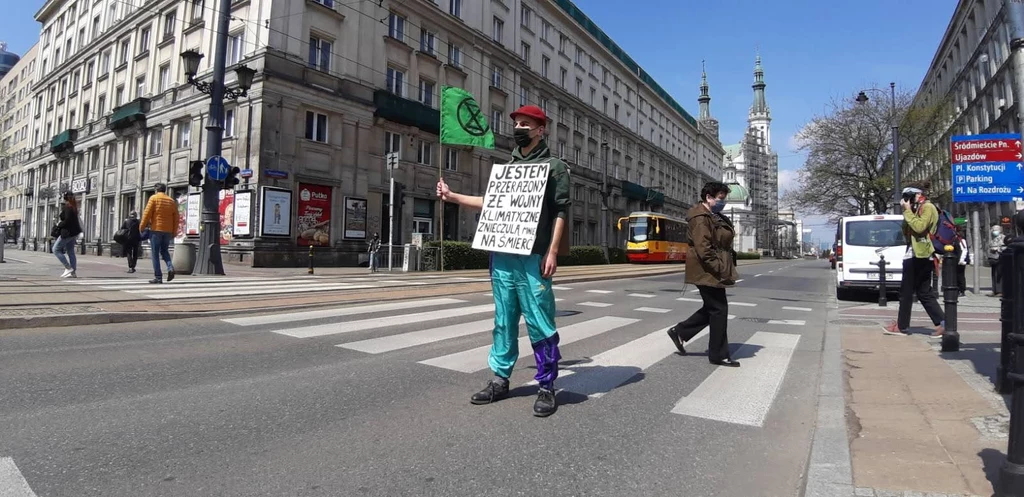 Blokada ul. Marszałkowskiej w Warszawie. 