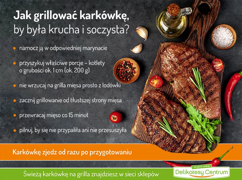 Jak grillować karkówkę, by była krucha i soczysta? - infografika