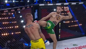 Piotr Kacprzak (zielone spodenki) znokautował Konrada Furmanka