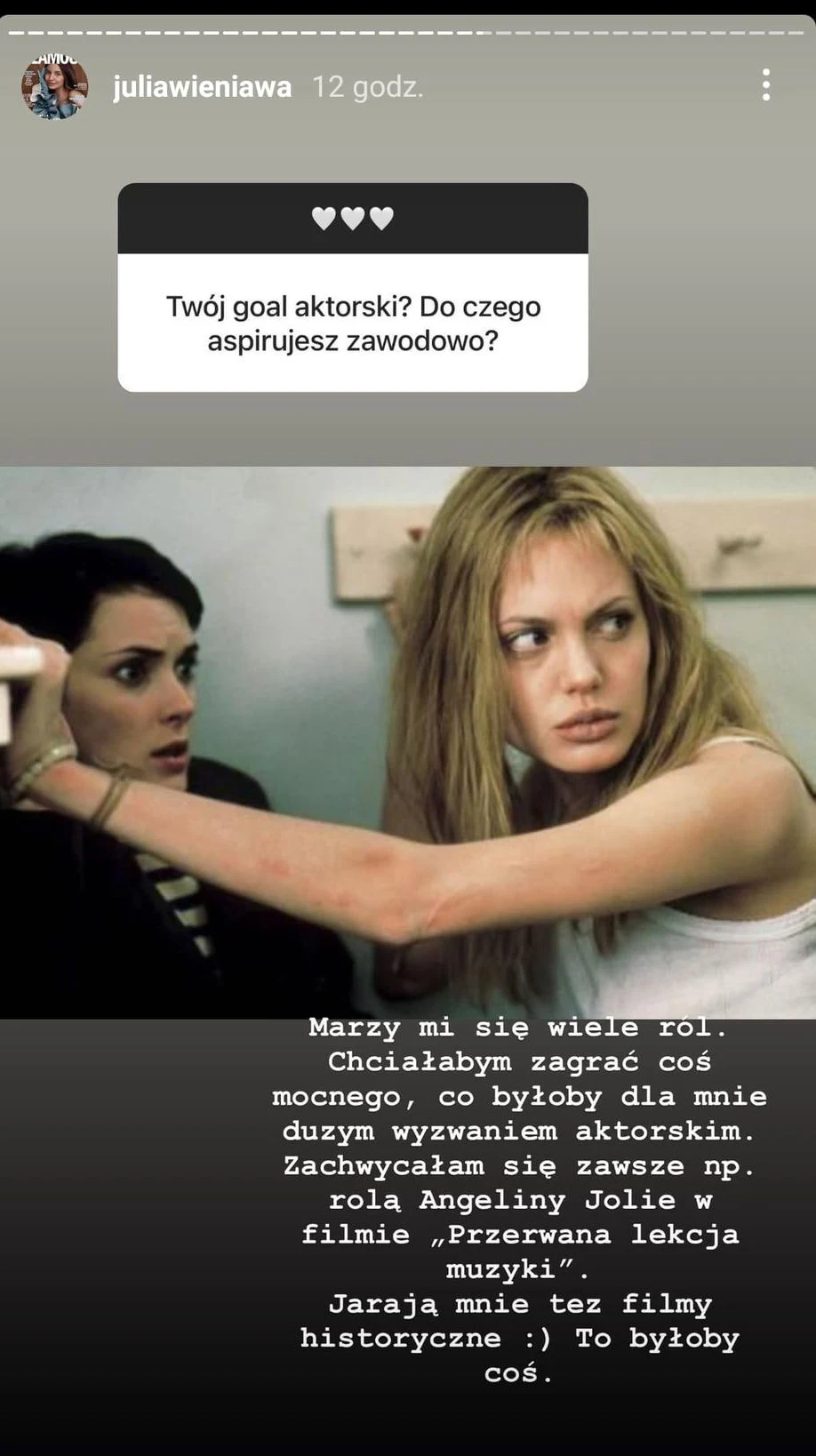 Screenshot z Instagrama @juliawieniawa Screenshot z Instagrama @juliawieniawa