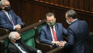 Jarosław Kaczyński, Mariusz Błaszczak, Zbigniew Ziobro w Sejmie