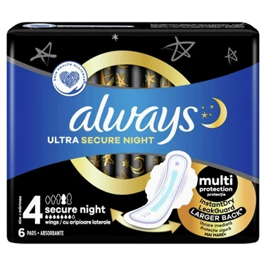 Always Ultra Podpaski Secure Night (rozmiar 4) ze skrzydełkami x6 - 7