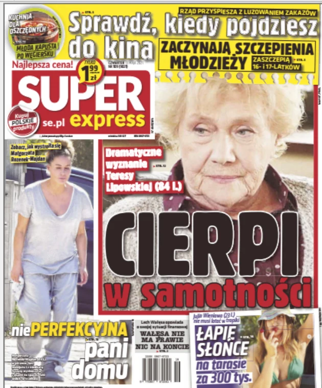 Okładka "Super Expressu" z dnia 13 maja 2021 Okładka "Super Expressu" z dnia 13 maja 2021