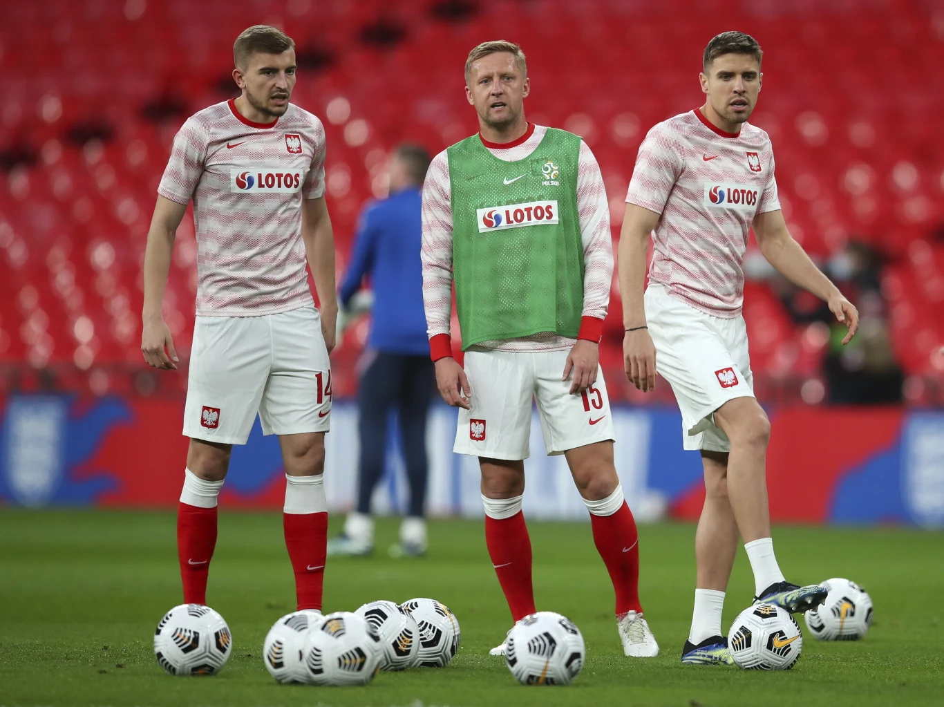 Od lewej: Michał Helik, Kamil Glik i Jan Bednarek / Pool Getty/Associated Press/