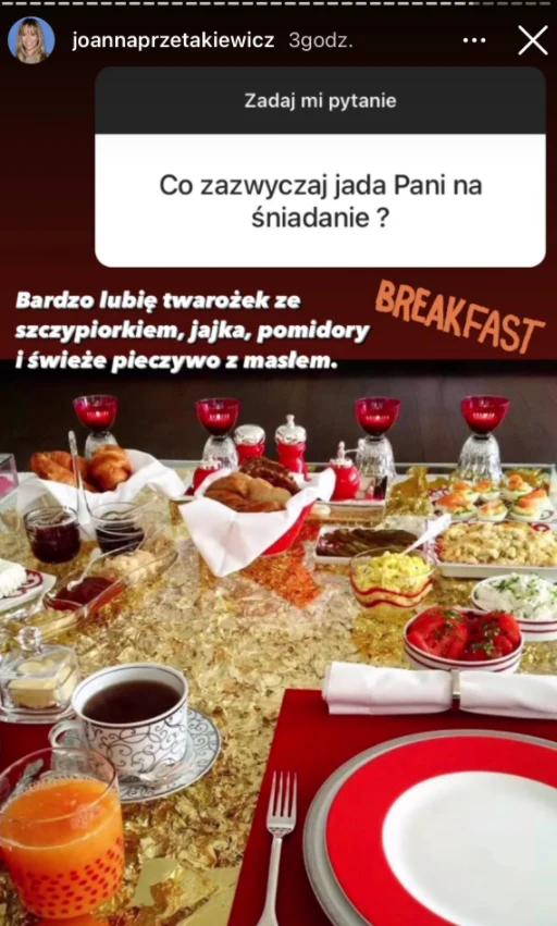menu Joanny Przetakiewicz, fot. https://www.instagram.com/joannaprzetakiewicz/ menu Joanny Przetakiewicz, fot. https://www.instagram.com/joannaprzetakiewicz/