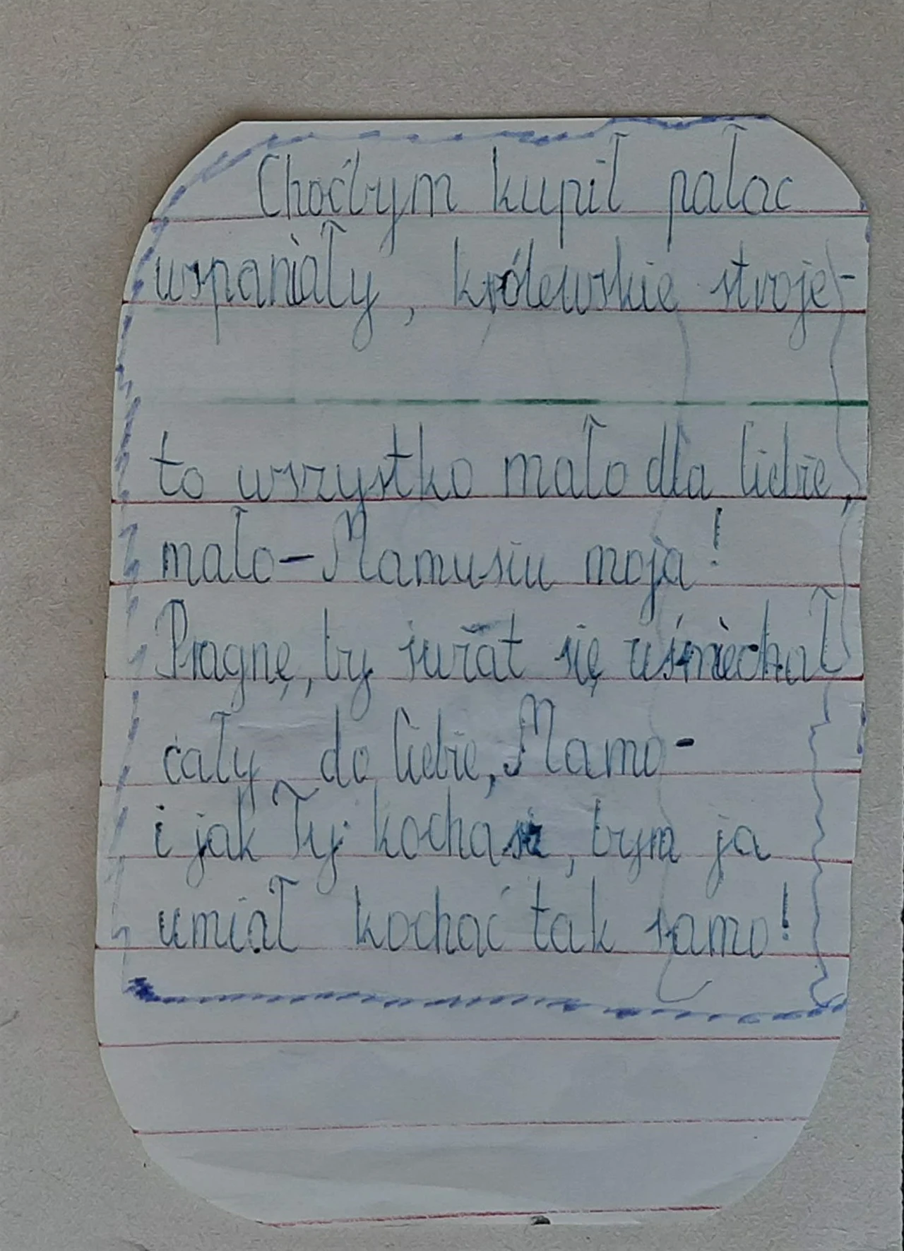 Liścik dla mamy pisany przez małego Mariusza Liścik dla mamy pisany przez małego Mariusza
