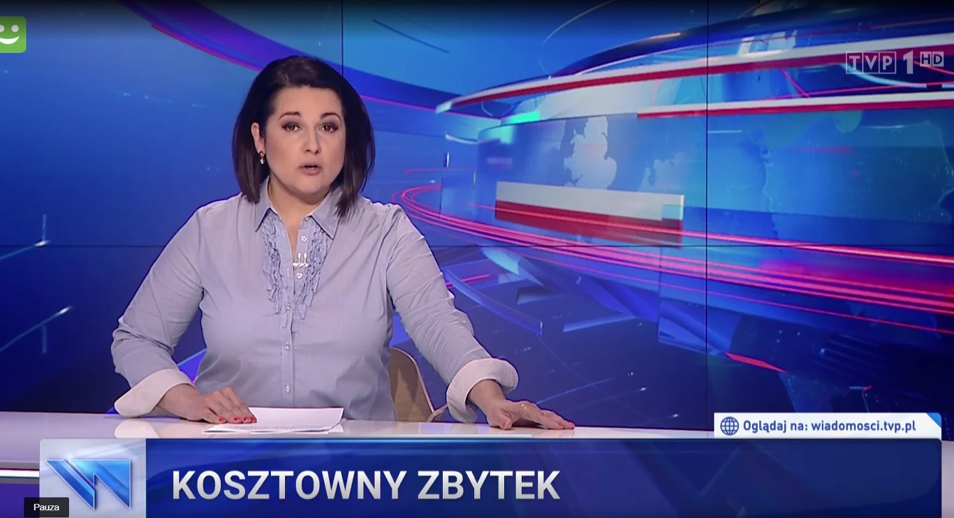 "Wiadomości" uznały udział Wellman w projekcie za "kosztowny zbytek" (Screen. wiadomosci.tvp.pl)