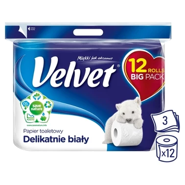 Velvet Delikatnie biały Papier toaletowy 12 rolek - 4
