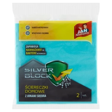Jan Niezbędny Silver Block Ściereczki domowe z jonami srebra 38 cm x 38 cm 2 sztuki - 0