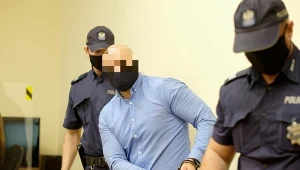 Oskarżony Maciej M., ps. Maślak na sali Sądu Okręgowego w Katowicach. 