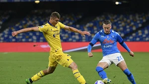 Paweł Dawidowicz i Piotr Zieliński w meczu Napoli - Hellas