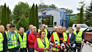 Przewodniczący Krajowego Sekretariatu Górnictwa i Energetyki NSZZ „Solidarność” Jarosław Grzesik oraz europosłanka PiS Anna Zalewska.
