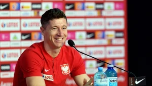 Robert Lewandowski podczas wtorkowej konferencji prasowej