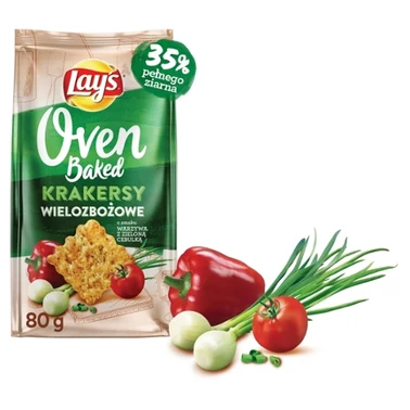 Lay's Oven Baked Krakersy wielozbożowe o smaku warzywa z zieloną cebulką 80 g - 2