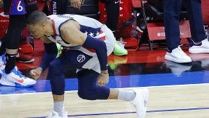 Russell Westbrook w czwartej kwarcie meczu doznał kontuzji i musiał opuścić parkiet
