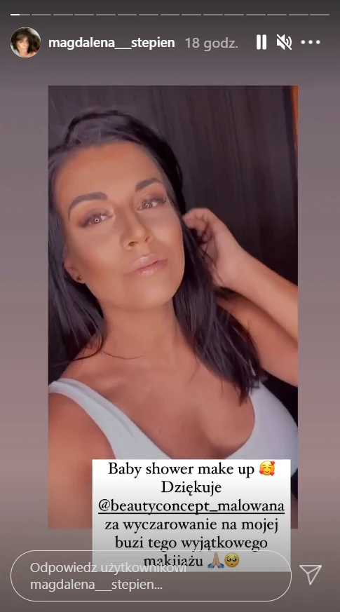 Magdalena Stępień chwali się makijażem na swój baby shower, https://www.instagram.com/magdalena___stepien/