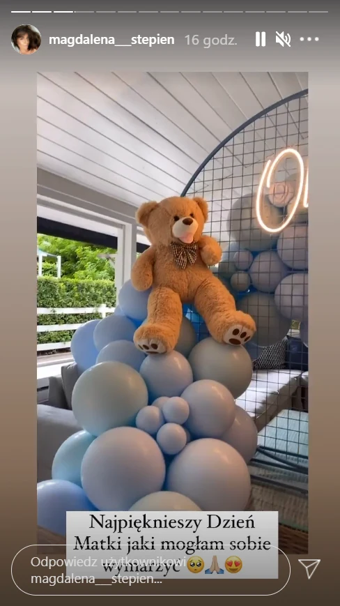 Baby shower był utrzymany w niebieskiej kolorystyce, https://www.instagram.com/magdalena___stepien/