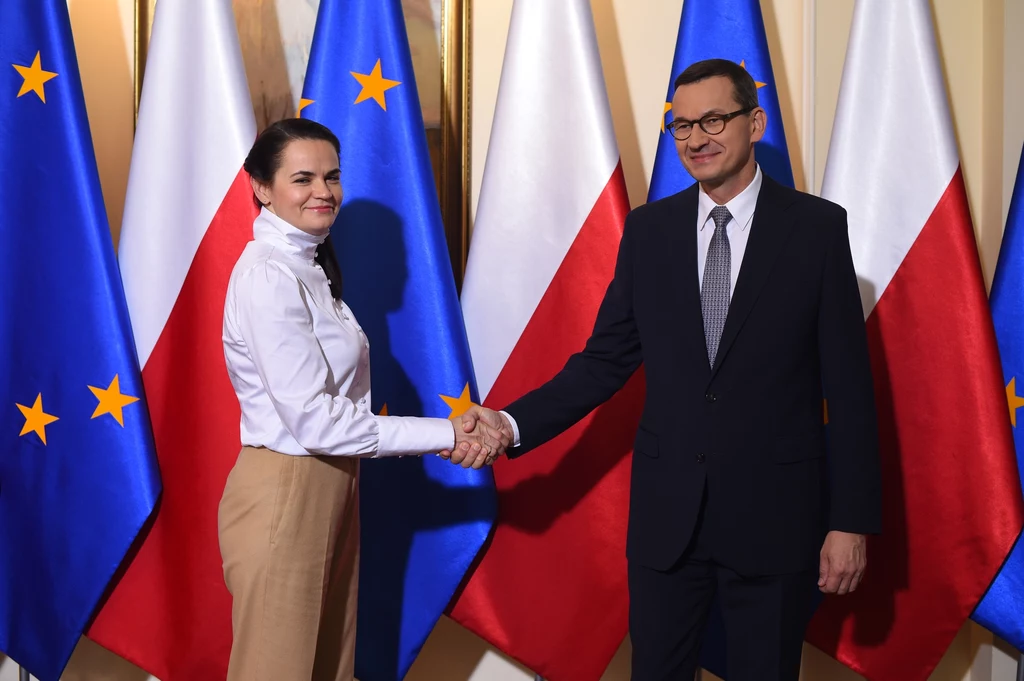 Swiatłana Cichanouska i Mateusz Morawiecki Swiatłana Cichanouska i Mateusz Morawiecki