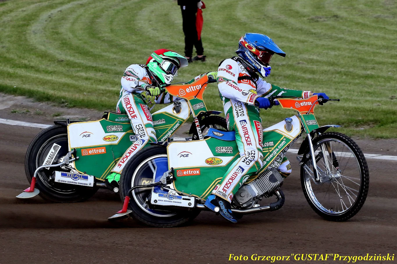 Mateusz Świdnicki (kask czerwony) i Jakub Miśkowiak - eksportowa para Włókniarza Mateusz Świdnicki (kask czerwony) i Jakub Miśkowiak - eksportowa para Włókniarza