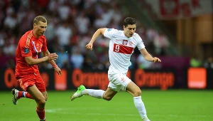Polska - Rosja na Euro 2012. Robert Lewandowski i Aleksiej Bieriezucki