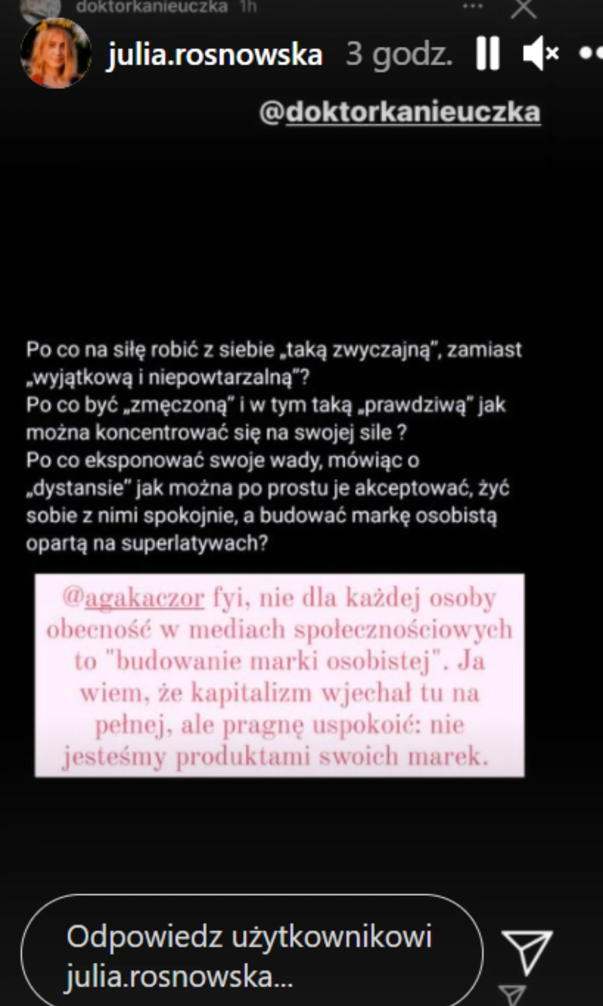 Instagram Julii Rosnowskiej, fot. https://www.instagram.com/zborowskazofia/ Instagram Julii Rosnowskiej, fot. https://www.instagram.com/zborowskazofia/