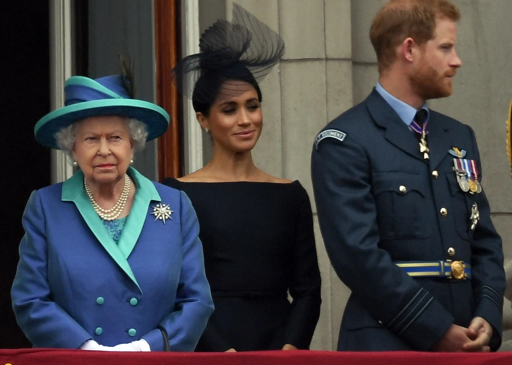 Królowa Elżbieta II, Meghan Markle i książę Harry Królowa Elżbieta II, Meghan Markle i książę Harry