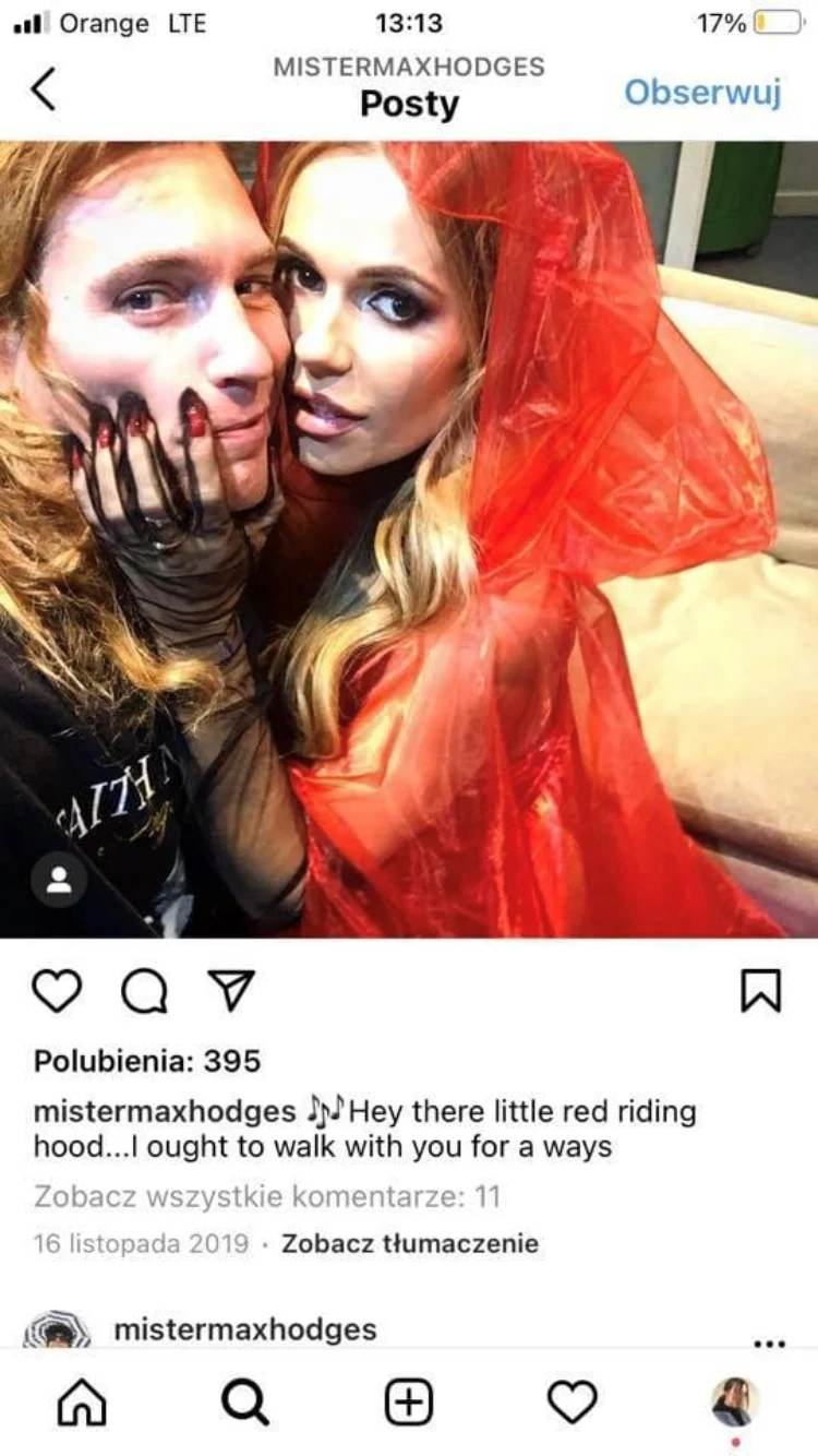 screen z Instagrama Maxa Hodgesa