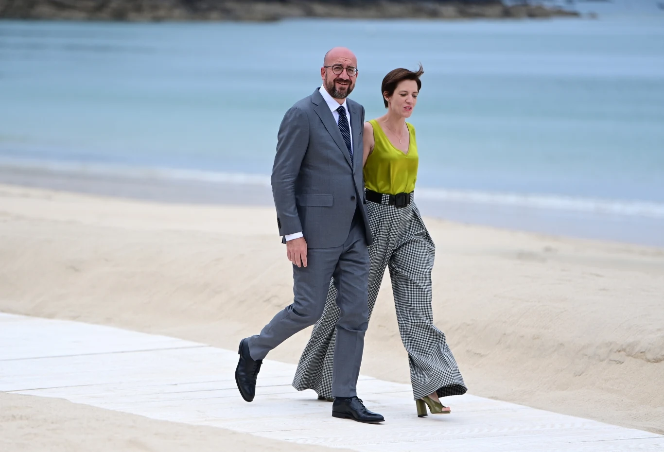 Przewodniczący Rady Europejskiej Charles Michel i jego partnerka Amelie Derbaudrenghien