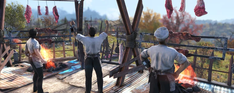 Wydarzenia w Falloucie 76 to krótkie, satysfakcjonujące, pełne akcji zadania, które można zaliczyć samotnie lub z wieloma innymi graczami. Niektóre pojawiają się na mapie, inne włączają się gdy znajdziesz się w okolicy wydarzenia. Niektóre uznawane są za „wydarzenia publiczne” i zostają oznaczone na mapie sześciokątną ikoną z wykrzyknikiem w środku. Szybka podróż do wydarzeń publicznych zawsze jest bezpłatna i możesz wybrać ich ikony na mapie, aby zerknąć na wymagania i cele. Wydarzenia publiczne pojawiają się pojedynczo w losowej rotacji, a więc koniecznie sprawdzaj je, gdy tylko się pojawią. Wreszcie, mamy też ograniczone czasowo wydarzenia sezonowe, takie jak „Fasnacht” czy „mięsny tydzień”. To zorientowane na społeczność wydarzenia, które pojawiają się tylko raz lub dwa razy w roku i oferują tematyczne nagrody, których nie znajdziesz nigdzie indziej.