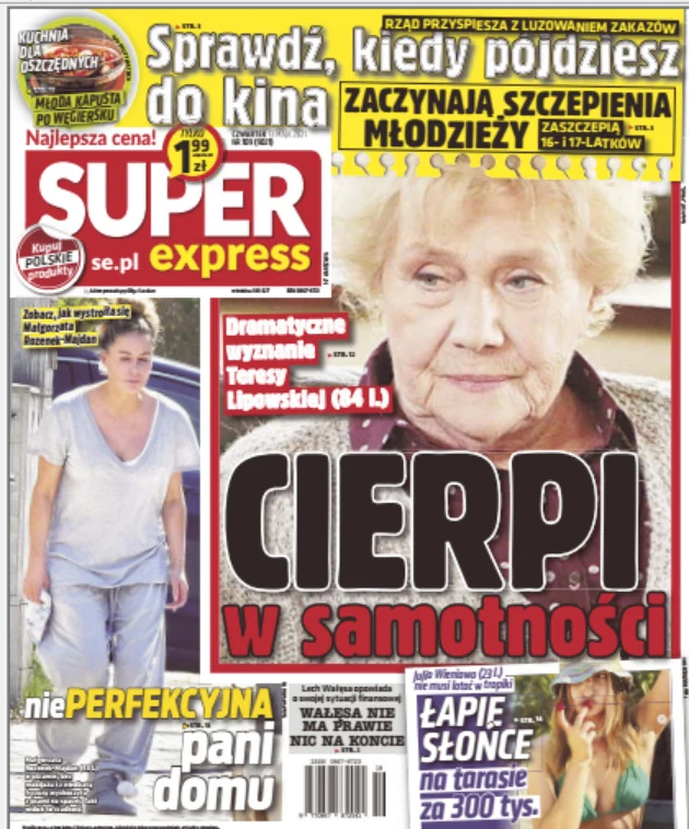 Okładka "Super Expressu" z dnia 13 maja 2021 Okładka "Super Expressu" z dnia 13 maja 2021