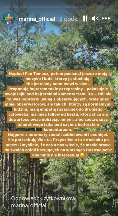 Żona Szczęsnego dodała wymowny wpis /https://www.instagram.com/marina_official/ Żona Szczęsnego dodała wymowny wpis /https://www.instagram.com/marina_official/